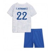 Otroški Nogometni dresi Francija Theo Hernandez #22 Gostujoči SP 2022 Kratek Rokav (+ Kratke hlače)